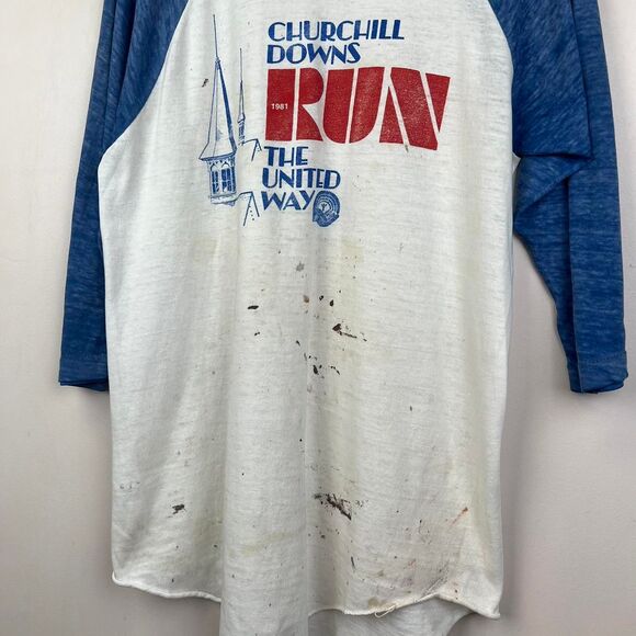 Vintage 1982 Churchill Downs Run 3/4 Sleeve Raglan Tee Shirt size medium - Picture 3 of 5